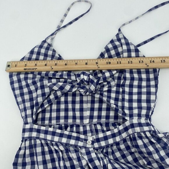 Zara Size Small Blue White Gingham Check Cut Out Midi Dress - Picture 8 of 12